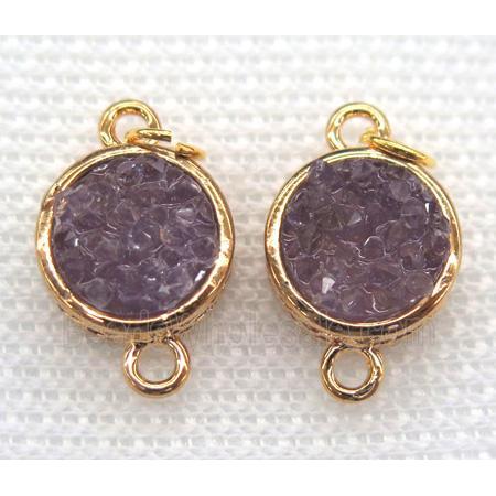 gemstone connector, round, gold plated