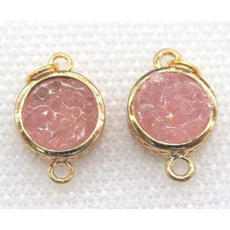 gemstone connector, round, gold plated