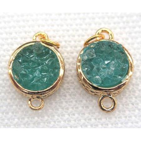 gemstone connector, round, gold plated