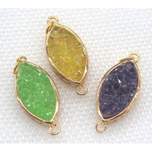 gemstone connector, oval, gold plated