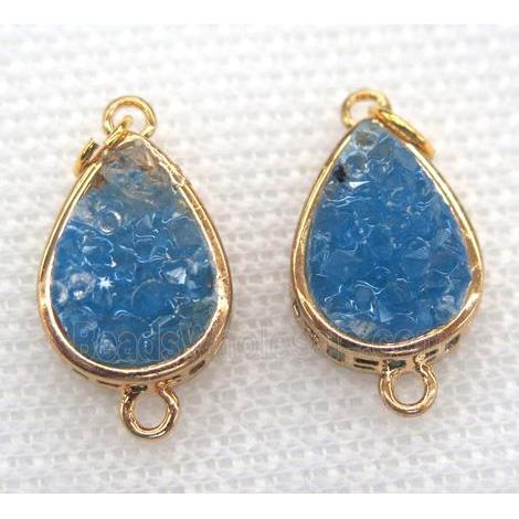 gemstone connector, teardrop, gold plated