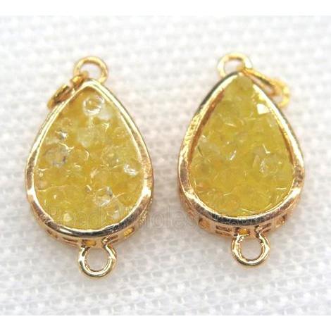 gemstone connector, teardrop, gold plated