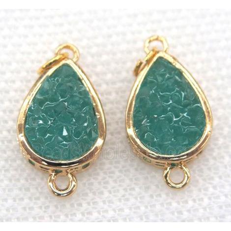gemstone connector, teardrop, gold plated