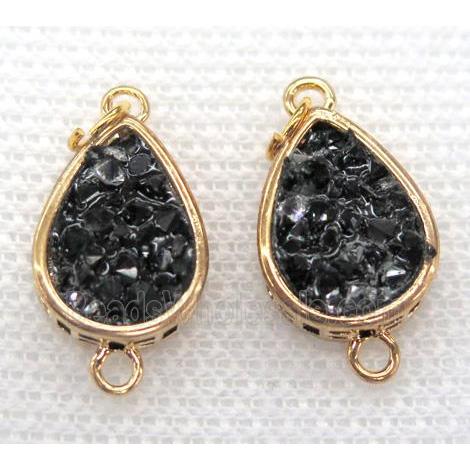gemstone connector, teardrop, gold plated
