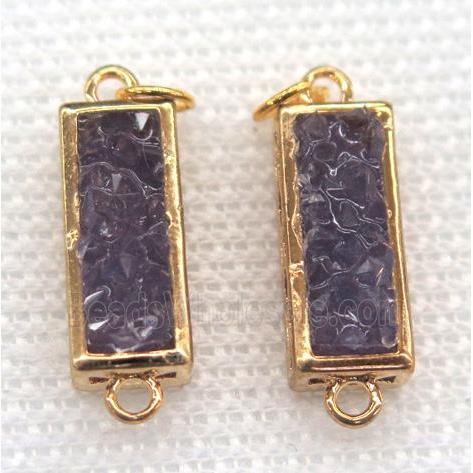 gemstone connector, rectangle, gold plated