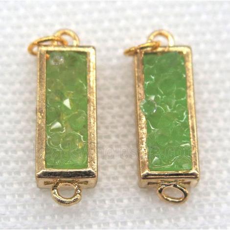 gemstone connector, rectangle, gold plated
