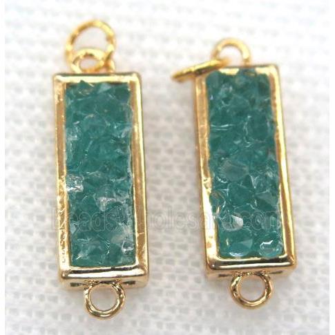 gemstone connector, rectangle, gold plated