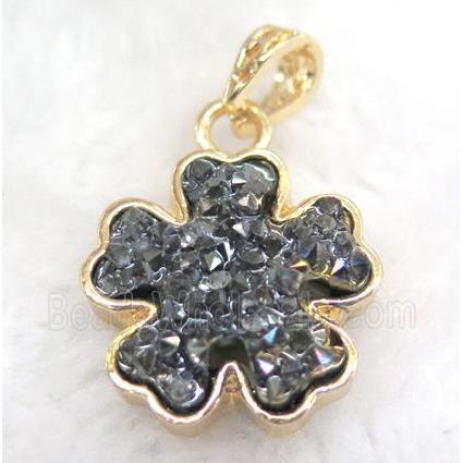 druzy resin pendant, gold plated