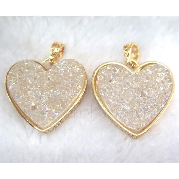 druzy resin pendant, gold plated