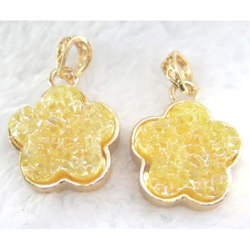 druzy resin pendant, gold plated