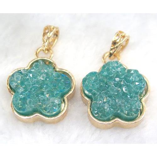 druzy resin pendant, gold plated