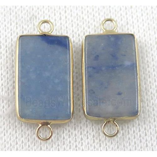 blue Sodalite rectangle connector, dye, gold plated