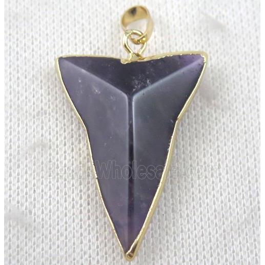 Amethyst dart pendant, gold plated