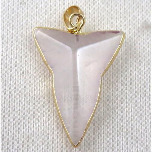 clear quartz pendant, dart, gold plated