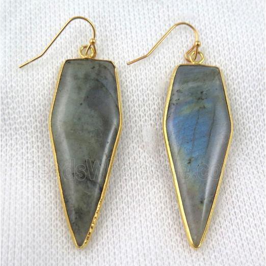 labradorite bullet earring, gold plated