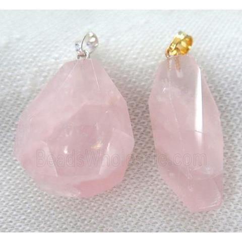 rose quartz pendant, freeform