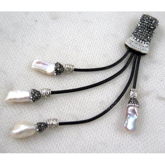 white freshwater pearl tassel pave rhinestone