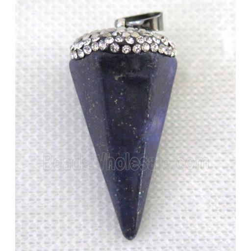 Lapis Lazuli pendulum pendant paved rhinestone, blue