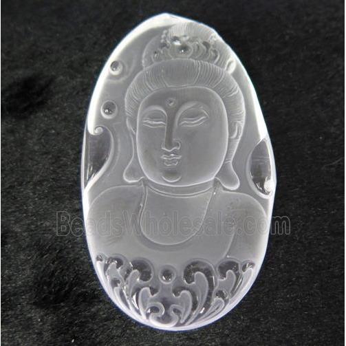 white crystal quartz buddha pendant, frosted