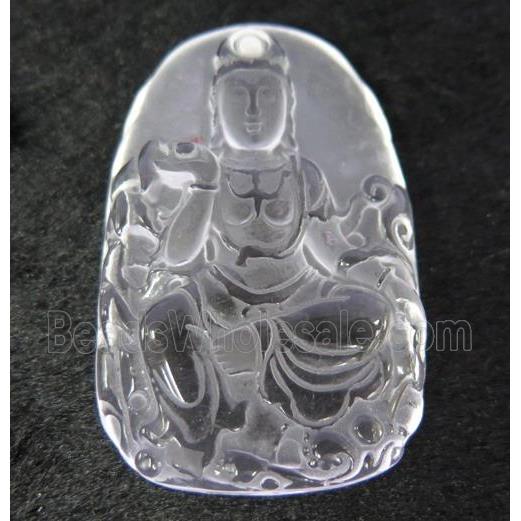 white crystal quartz buddha pendant, frosted