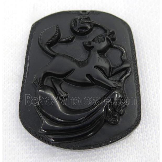 black Obsidian pendant, Chinese Zodiac Dog