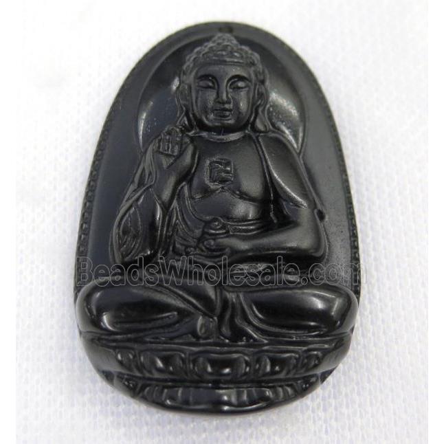 black Obsidian buddha pendant