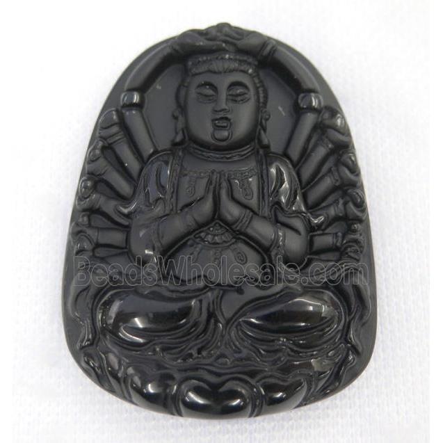 black Obsidian buddha pendant