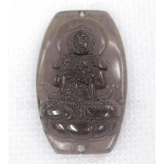 smoky Obsidian buddha connector