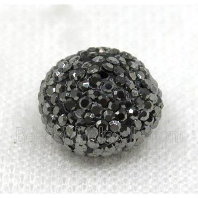 resin beads paved black rhinestone, rondelle