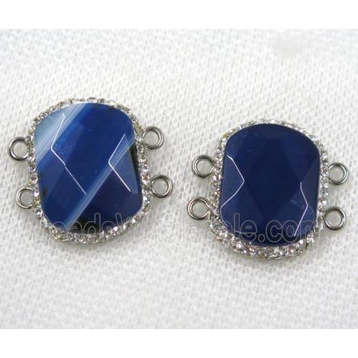 blue agate connector paved rhinestone