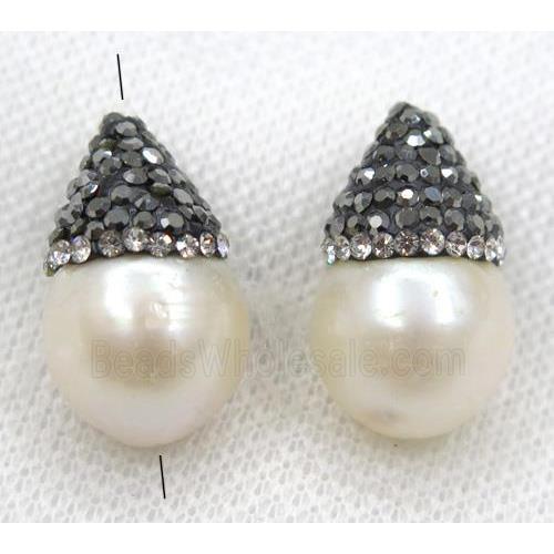 pearl beads paved rhinestone, teardrop