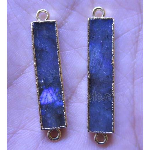 labradorite rectangle connector, gold plated