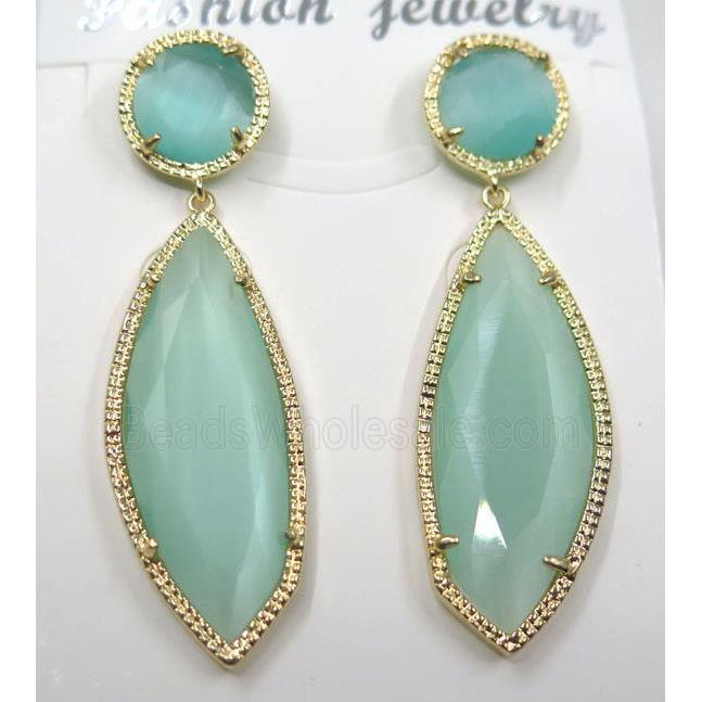 green cat eye stone earring