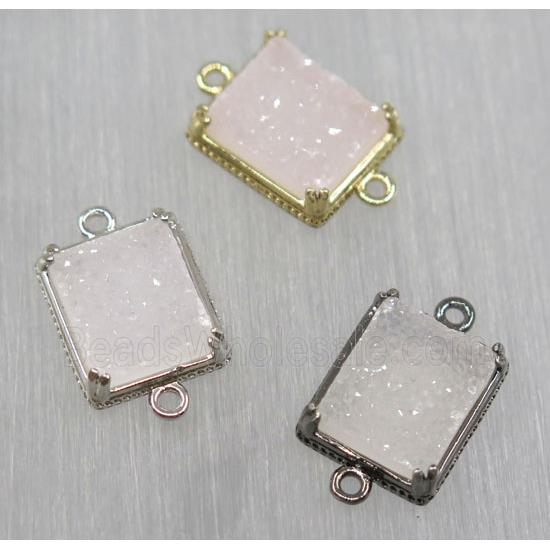 druzy agate connector, natural color, rectangle, mix