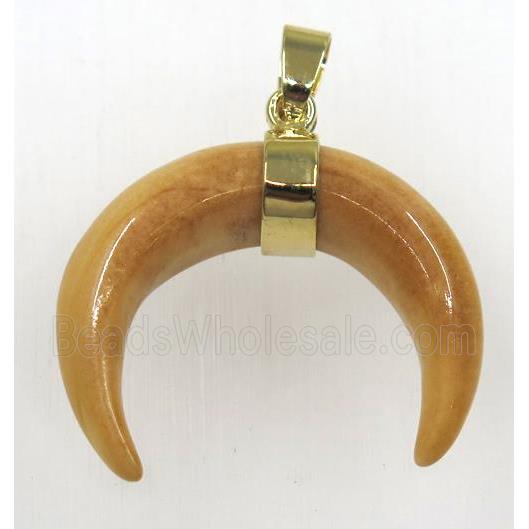 yellow crescent cattle bone pendant