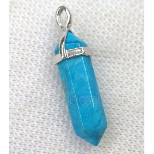 blue turquoise bullet pendant
