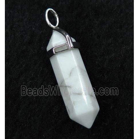 white howlite turquoise bullet pendant