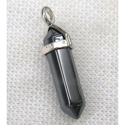 black Hematite bullet pendant