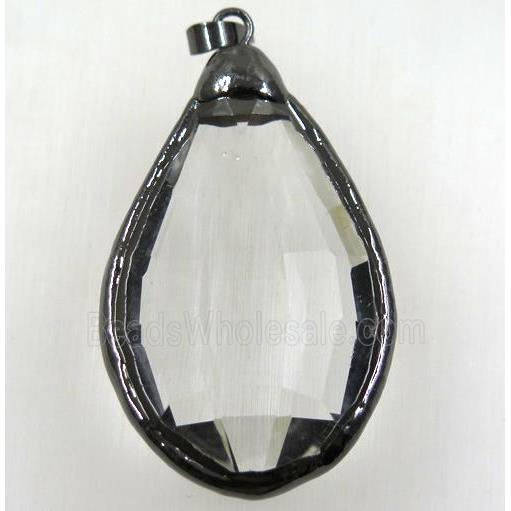 chinese crystal glass pendant, black plated