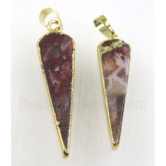 Mexican Crazy Agate pendulum pendant, gold plated