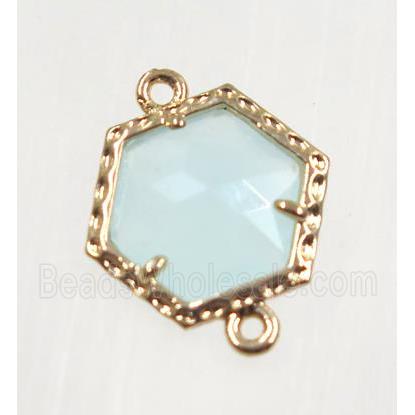 aqua Chinese Crystal Glass connector, gold plated