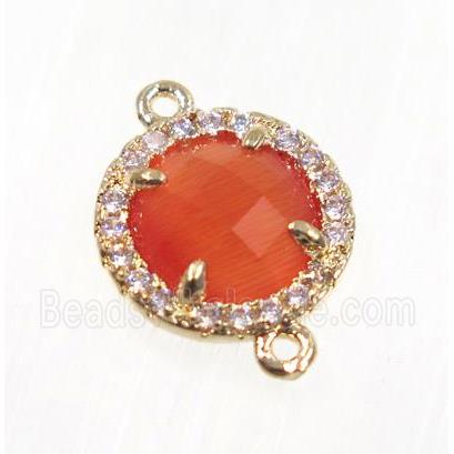 gemstone connector paved zircon, gold plated