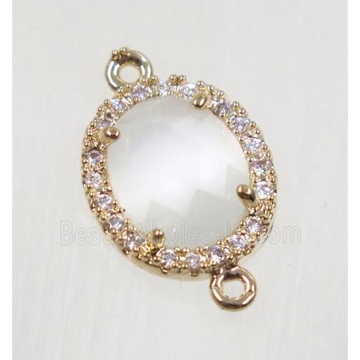 gemstone connector paved zircon, gold plated