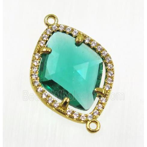 gemstone connector paved zircon, gold plated