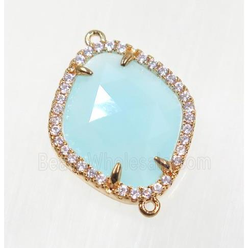 gemstone connector paved zircon, gold plated