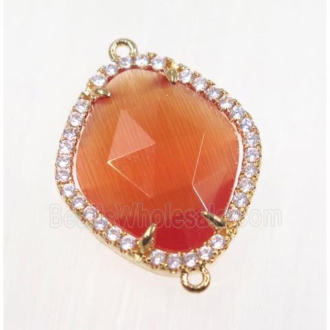 gemstone connector paved zircon, gold plated
