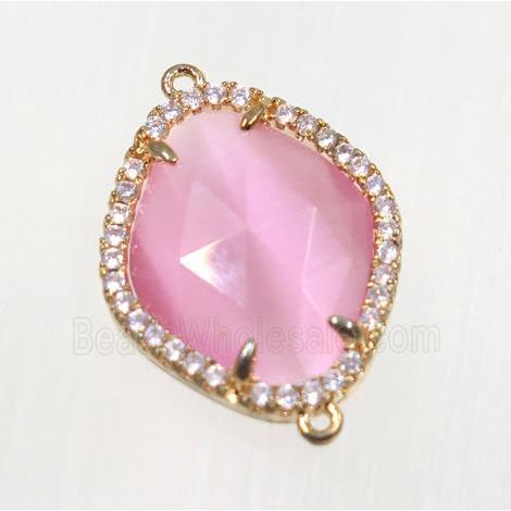 gemstone connector paved zircon, gold plated