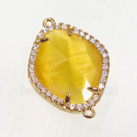 gemstone connector paved zircon, gold plated