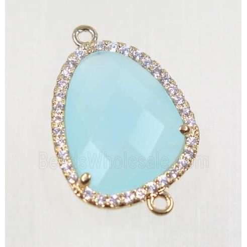 gemstone connector paved zircon, gold plated
