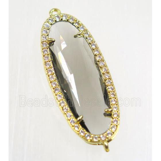 gemstone connector paved zircon, gold plated